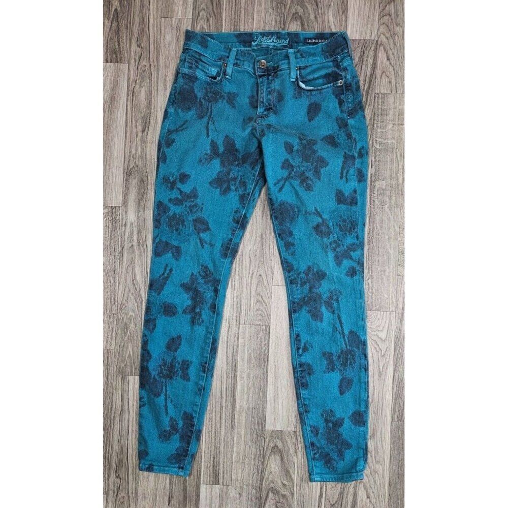 Lucky Legend Womens Size 26‎ Sofia Pockets Blue Floral Denim Jeans
